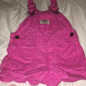 OshKosh 12 months pink heart short overalls